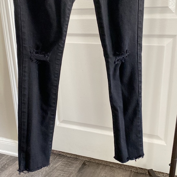 RE/DONE High Rise Ankle Crop Black Destroy Jeans Size 23 - Picture 6 of 9